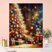 Retro Christmas Tree With Presents Underneath Wall アクリルサイン (ウェディング)