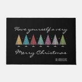 Retro Christmas Trees ドアマット (正面)