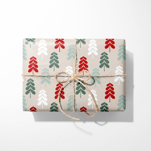 Retro Christmas Trees Wrapping Paper ラッピングペーパー