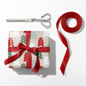 Retro Christmas Trees Wrapping Paper ラッピングペーパー