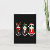 Retro Christmas Tuxedo Cat Santa Reindeer  カード (正面)