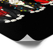 Retro Christmas Tuxedo Cat Santa Reindeer  ポスター (角)
