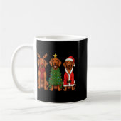 Retro Christmas Vizsla Santa Reindeer Dog Lover  コーヒーマグカップ (左)