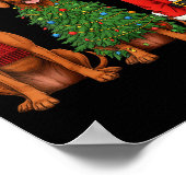 Retro Christmas Vizsla Santa Reindeer Dog Lover ポスター (角)