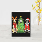 Retro Christmas Whippet Santa Reindeer Dog Lover  カード (黄色い花)