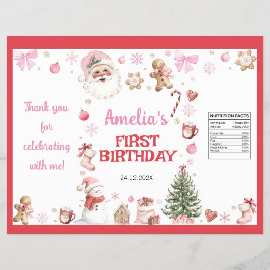 Retro Christmas Winter Birthday Chip Bag Wrapper チラシ (正面)