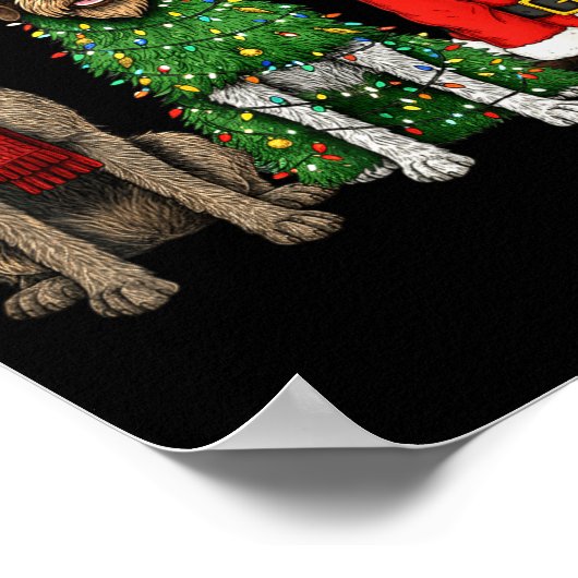 Retro Christmas Wirehaired Inting Griffon Santa Re ポスター (角)