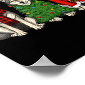 Retro Christmas Wolf Santa Reindeer  ポスター (角)