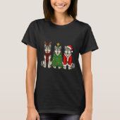 Retro Christmas Wolf Santa Reindeer  Tシャツ (正面)