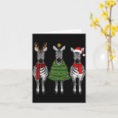 Retro Christmas Zebra Santa Reindeer Safari Animal カード (黄色い花)