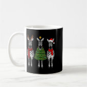 Retro Christmas Zebra Santa Reindeer Safari Animal コーヒーマグカップ (左)