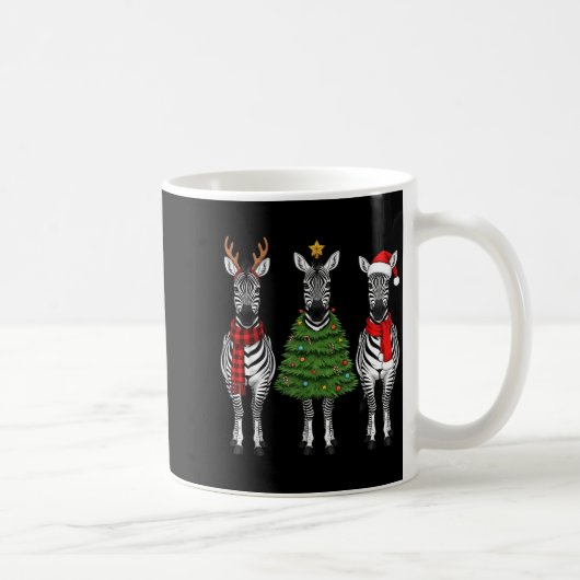 Retro Christmas Zebra Santa Reindeer Safari Animal コーヒーマグカップ (右)
