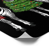 Retro Christmas Zebra Santa Reindeer Safari Animal ポスター (角)