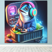  Retro Chunky Sardine Gamer Deep Sea Vibes Art キャンバスプリント (インサイチュ (ウッドフロア))