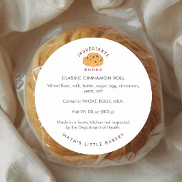 Retro Cinnamon Roll Logo Bakery Ingredient ラウンドシール