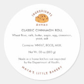 Retro Cinnamon Roll Logo Bakery Ingredient ラウンドシール (正面)
