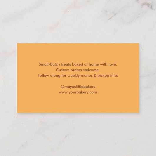 Retro Cinnamon Roll Logo Bakery Pastry Chef 名刺 (裏面)