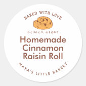 Retro Cinnamon Roll Logo Bakery Product Name ラウンドシール (正面)