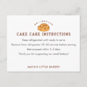 Retro Cinnamon Roll Logo Cake Care Instructions サンキューカード (正面)