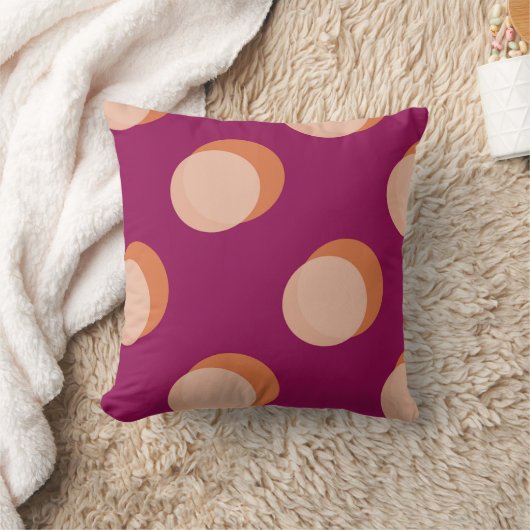 Retro Circles and Shadows Bold Pattern Purple クッション (ブランケット)