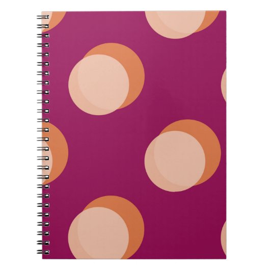 Retro Circles and Shadows Bold Pattern Purple ノートブック (正面)