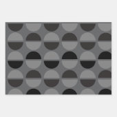 Retro Circles Black and Grey Wrapping Gift Paper ラッピングペーパーシート (正面2)