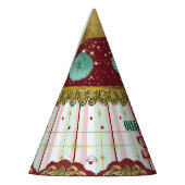 Retro Circus Carnival Hat - Teal Puff パーティーハット (左)