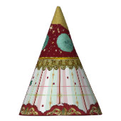 Retro Circus Carnival Hat - Teal Puff パーティーハット (右)