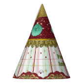 Retro Circus Carnival Party Hat - Teal Puffs パーティーハット (左)