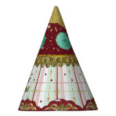 Retro Circus Carnival Party Hat - Teal Puffs パーティーハット (右)