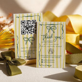 Retro Citrus Green Bow Logo QR Thank You Order 名刺