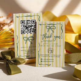Retro Citrus Green Bow Logo QR Thank You Order 名刺