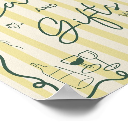 Retro citrus green hand drawn cards gift wedding ポスター (角)