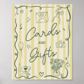 Retro citrus green hand drawn cards gift wedding ポスター (正面)
