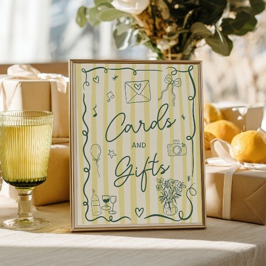 Retro citrus green hand drawn cards gift wedding ポスター