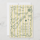 Retro Citrus Green hand drawn photo wedding セーブザデート (正面)