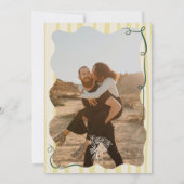 Retro Citrus Green hand drawn photo wedding セーブザデート (裏面)