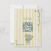 Retro Citrus Green hand drawn wedding QR 出欠カード (裏面)