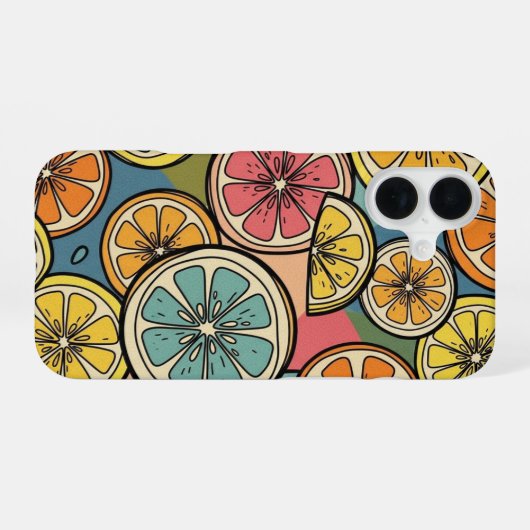 Retro Citrus Slice iPhone 16ケース (裏面横)