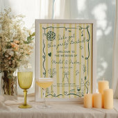 Retro Citrus Yellow Hand drawn Wedding Welcome ポスター