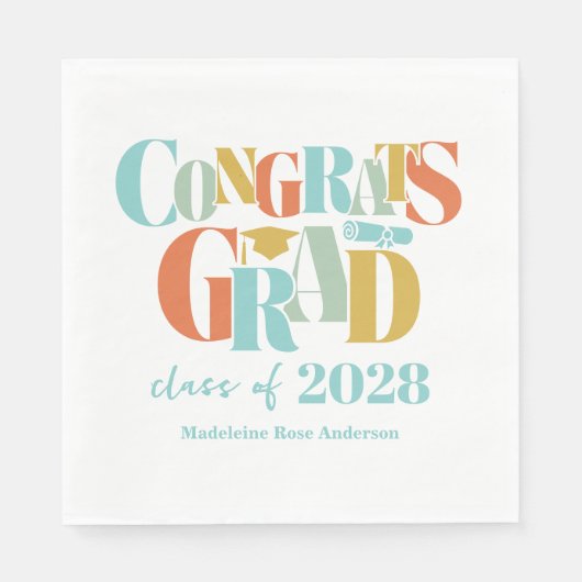 Retro Class of Congrats Graduation   スタンダードランチョンナプキン (正面)