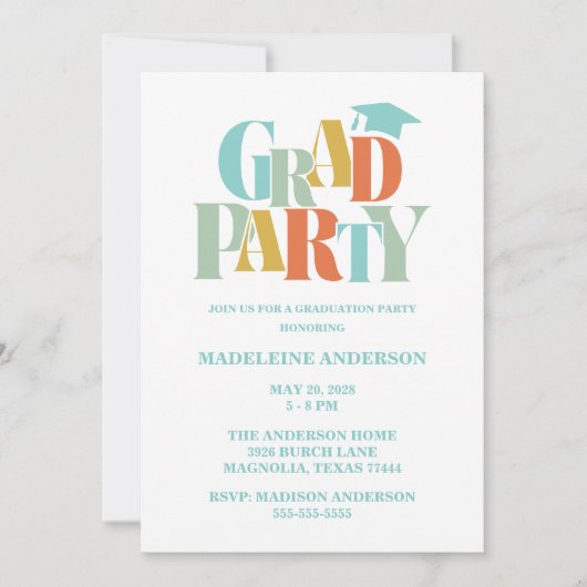 Retro Class of Congrats Graduation 招待状 (正面)