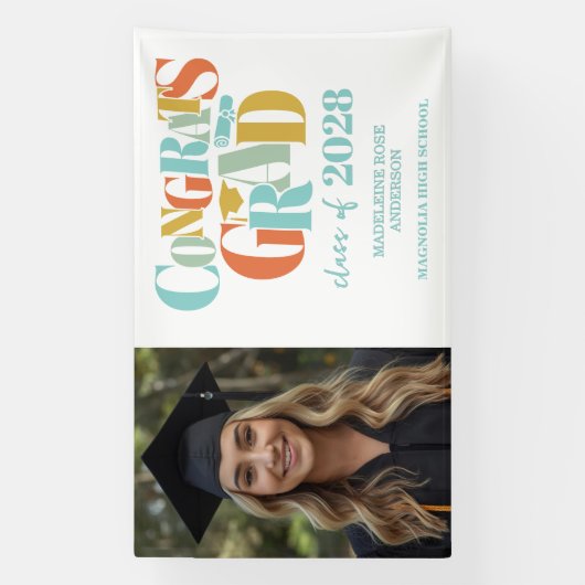 Retro Class of Congrats Graduation  横断幕 (縦)