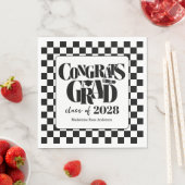 Retro Class of Congrats Graduation Black  スタンダードランチョンナプキン (インサイチュ)