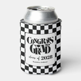Retro Class of Congrats Graduation Black And White 缶クーラー