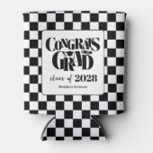 Retro Class of Congrats Graduation Black And White 缶クーラー (正面)