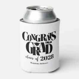 Retro Class of Congrats Graduation Black And White 缶クーラー