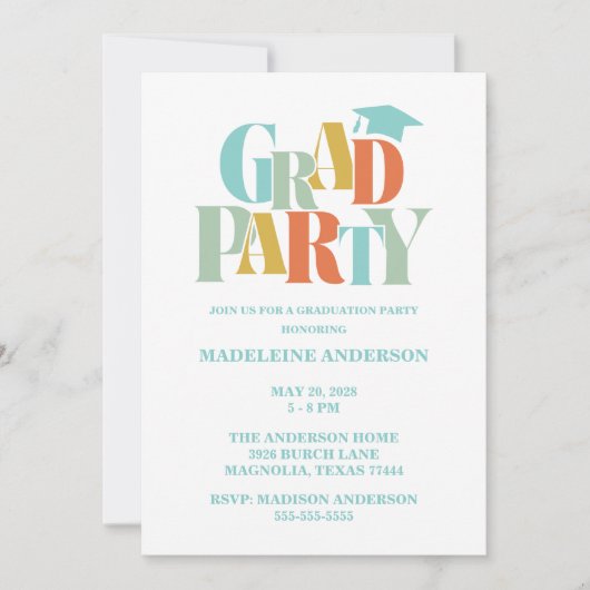 Retro Class of Congrats Graduation Photo 招待状 (正面)