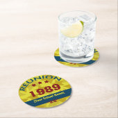 Retro Class Reunion with Stars add text ラウンドペーパーコースター (インサイチュ)