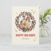 Retro Classic Christmas Holiday Photo Message  シーズンカード (スタンド正面)